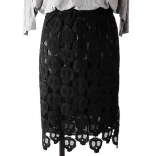   New Lovely Skull Lace Skirt Black   High Quality Korea Designer Brand