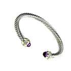 Jazzy Jewels Designer Inspired Amethyst CZ Silver Cable Bangle 