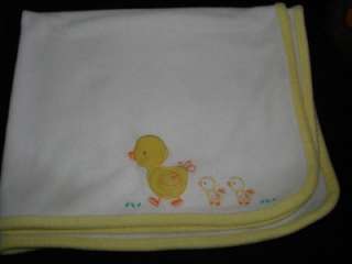 Child of Mine by Carters White Fleece Duck Baby Blanket Yellow trim 