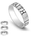Jazzy Jewels Sterling Silver Faith Love Hope Ring   Size 7