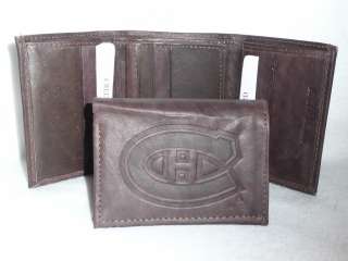 MONTREAL CANADIENS Leather TriFold Wallet NEW dark brown z+  
