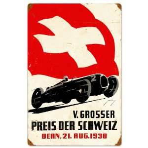  Swiss Car Race Automotive Vintage Metal Sign