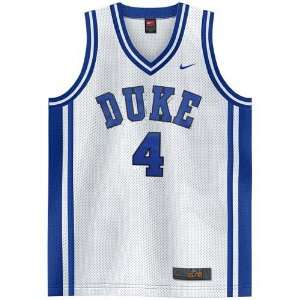  Nike Elite Duke Blue Devils #4 White Replica Basketball 