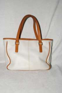 Fossil White & Tan Leather Satchel Handbag  
