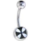 Body Candy White and BLACK GOTHIC CROSS Logo Belly Button Ring