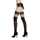 Music Legs Std Size Women (Up to 510, 175 lbs) Black Opaque Lace Top 