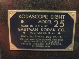   Co. Kodascope Eight Model 25 Movie Projector with Case L53  