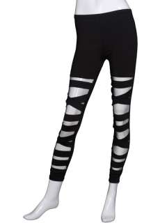 SEXY GAUZE LINED STRETCHY RIPPED LEGGINGS PANTS RY9913  