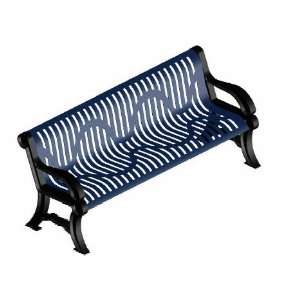  Style 5 Ft. Bench with Contoured Back and Arms, Ribbed Steel, Cast 