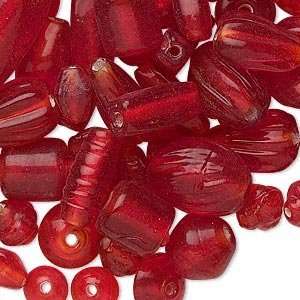   Fancy Glass bead mix Assortment, Red 25 beads Arts, Crafts & Sewing