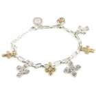 The Vatican Library Collection Two Tone Seven Cross Charm Bracelet