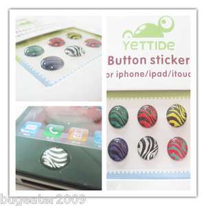 6pcs Home Adhesive zebra Button Sticker for Iphone 4  
