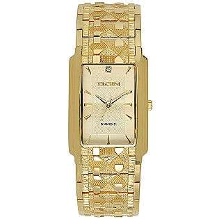   Rectangle Case with Bark Finish Watch  Elgin Jewelry Watches Mens