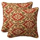  Pillow Perfect Outdoor Red/ Tan Damask Toss Pillows (Set 
