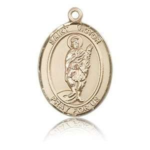  14kt Yellow Gold 3/4in St Victor Medal Jewelry