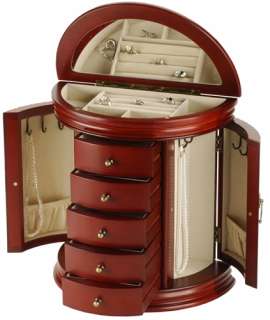 Ladies Curved Cherry Victorian Jewelry Box Armoire NEW  