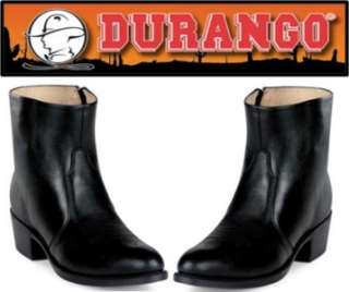 Durango Mens 7 Black Leather Western Side Zip Boots  