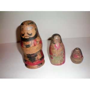 Nesting Dolls of Wood Construction with Very Colorful Painted Oriental 