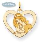 Disney 14k Yellow Gold Heart Pendants Disney Princess Jasmine Jewelry 