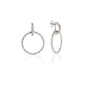  14k Gold Circle Earrings with 0.60cttw of Diamonds 
