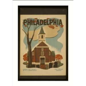    WPA Poster (M) Philadelphia Old Swedes Church.: Home & Kitchen