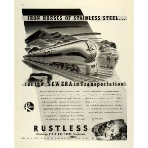 1944 Ad Rustless Iron Steel Baltimore Stainless Steel Railroad Train 
