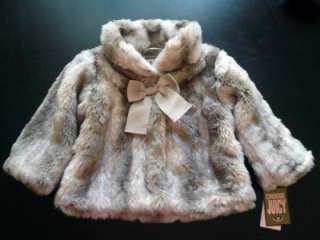168 NWT Authentic Juicy Couture Baby Girl Blonde Faux Fur Jacket Coat 