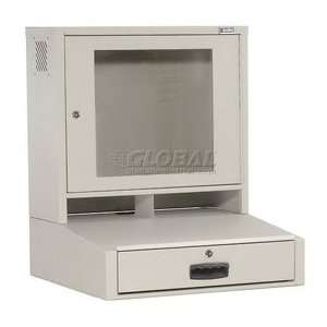  Lcd Counter Top Security Computer Cabinet   Gray