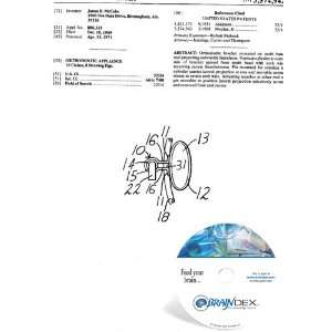  NEW Patent CD for ORTHODONTIC APPLIANCE 