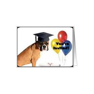  Graduation Party Invitation Boxer dog Card Toys & Games