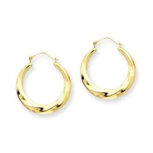  14k Yellow Gold Twisted Shrimp Hoop Earrings: Jewelry