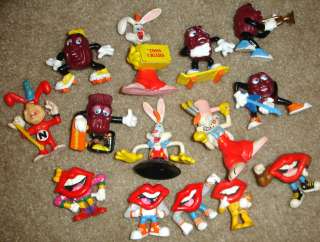   80s PVC Toy Figures Yo Noid Roger Rabbit Tang Lips California Raisins