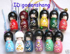 LOT 100 Biggest KOKESHI Doll Mobile Phone charms pc002  