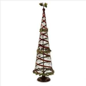   Metal Ribbon Wrapped Metal Mesh Large Christmas Tree Decor: Home