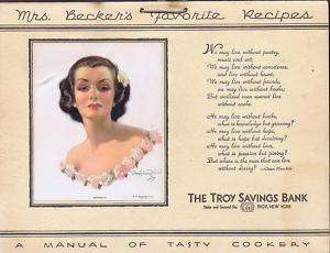 Troy Saving Bank, Mrs. Beckers Favorite Recipes, 1932  