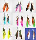 Natural Dangle Feather Earrings You Pick Colors Quantity Wholesale New 