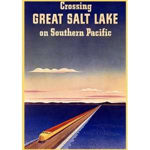  TRAIN CROSSING GREAT SALT LAKE ON SOUTHERN PACIFIC 