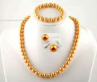 Faux Pearl Set:Necklace+Bracelet+Clip On Earrings18  