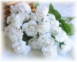 240 WHITE Silk Mini Open Roses Wedding Favor Flowers  