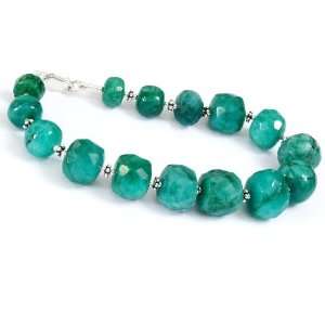    Natural Gorgeous Faceted Green Emerald Beaded Bracelet: Jewelry