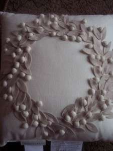 Pottery Barn~JEWELED EMBROIDERED WREATH PILLOW~BEAUTIFUL ACCENT PILLOW 