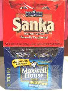 Maxwell House or Sanka 100ct Instant Coffee Single Pkts  