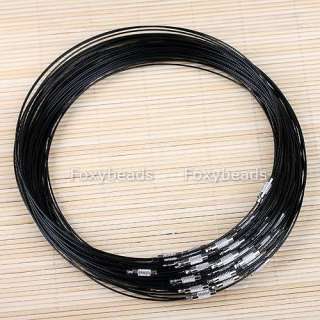 50PCS Lots BLACK Steel Wire Necklace Chokers Cord 18L  