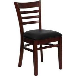   Ladder Back Wood Restaurant Chair   Black Seat: Home & Kitchen