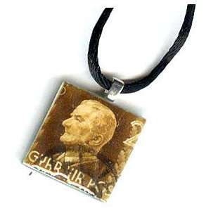  Postage Stamp Pendant Necklace   Vintage from Hungary 