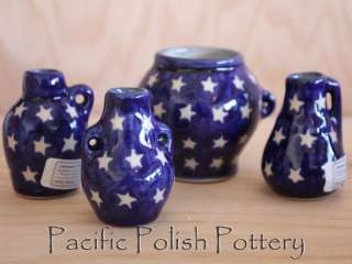 Polish Pottery Set of 4 Mini Pieces Stoneware STARS  