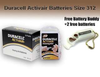 Duracell Hearing Aid Batteries Size 312 + Free Battery Buddy  