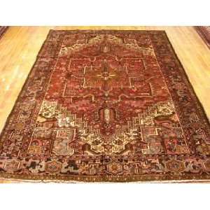    7x11 Hand Knotted Heriz Persian Rug   112x76