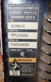 Lincoln Invertec V275 S TIG and Stick Welder K2269 1  