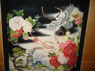 Fabric Red Rooster SERENITY JAPANESE CRANE GEISHA GARDEN PEONIES 